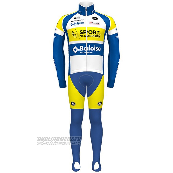 2021 Cycling Jersey Sport Vlaanderen Baloise Blue Yellow Long Sleeve and Bib Short